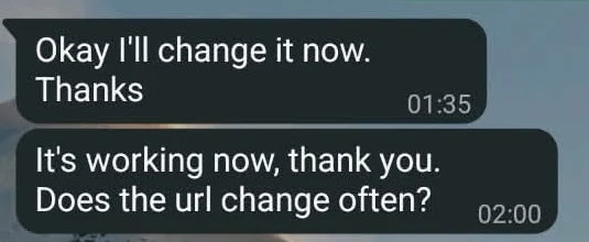Customer confirms the service is working after setup assistance.